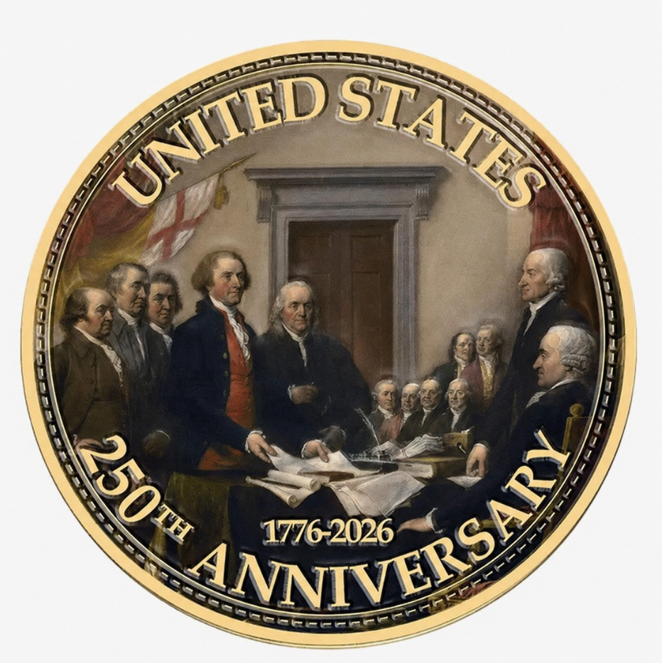1776–2026 250th Anniversary Commemorative Coin – 3D Relief Independence Tribute