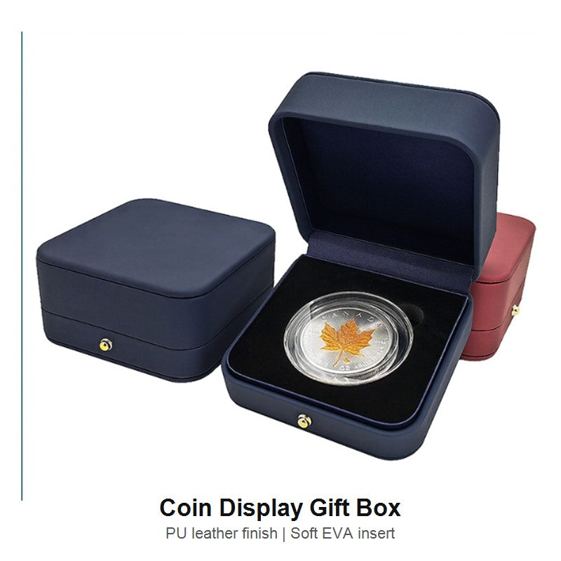 Premium PU Leather Coin Display Box with EVA Insert
